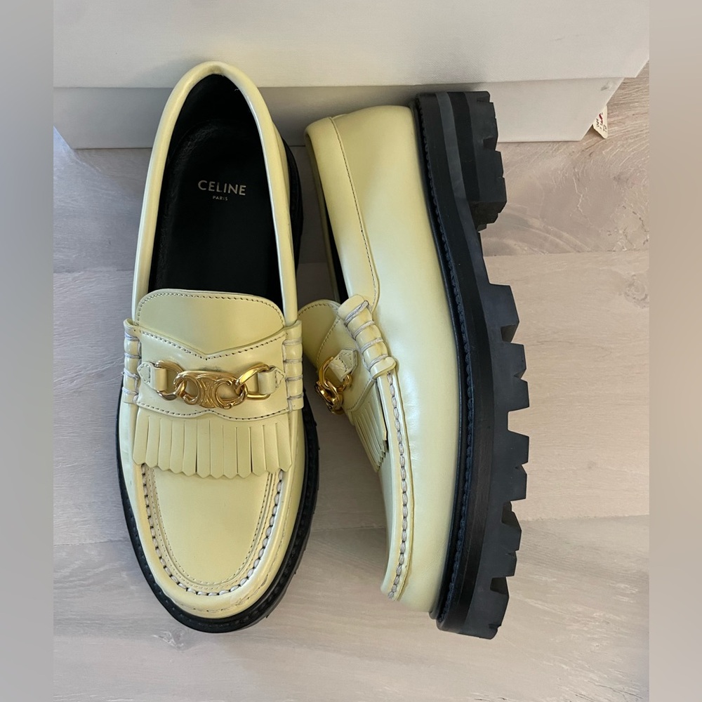 CELINE Margaret Loafer in Light Yellow 37/7 BNIB NEW